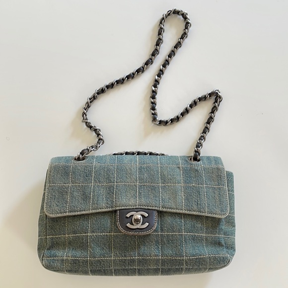 Authentic Chanel Denim Chocolate Bar Quilted Flap - Picture 1 of 17
